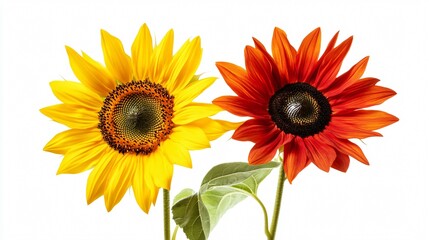 Obraz premium Vibrant Red Yellow Sunflower on White