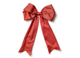 Naklejka premium Red ribbon with a bow, isolated on a white background, top view