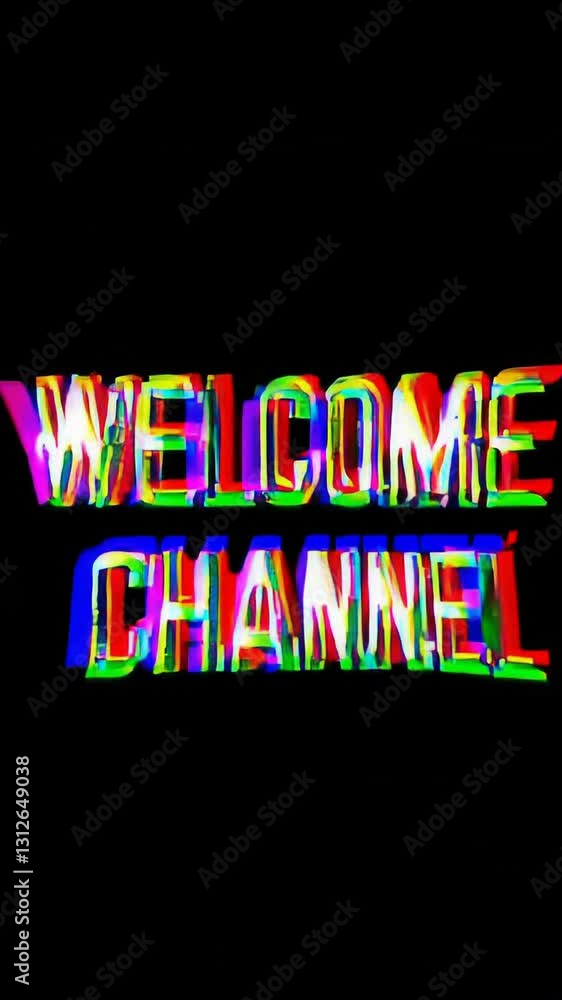 Poster Dynamic retro glitch intro with vibrant text movement for video channels
