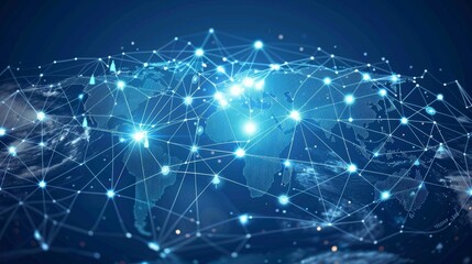Digital network connections across the globe showcasing technology and communication advancements