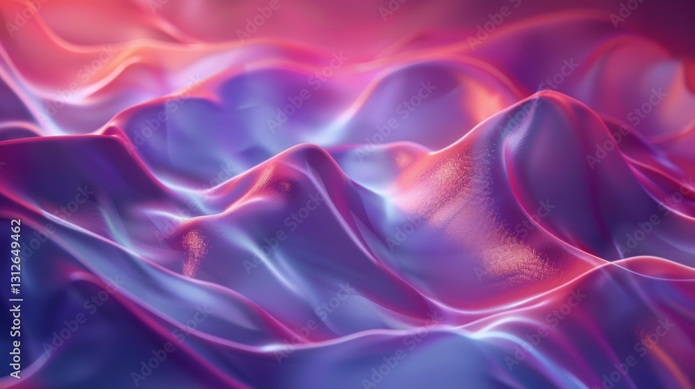 Poster colorful fabric waves create a mesmerizing abstract design in soft lighting and vivid hues in a digi