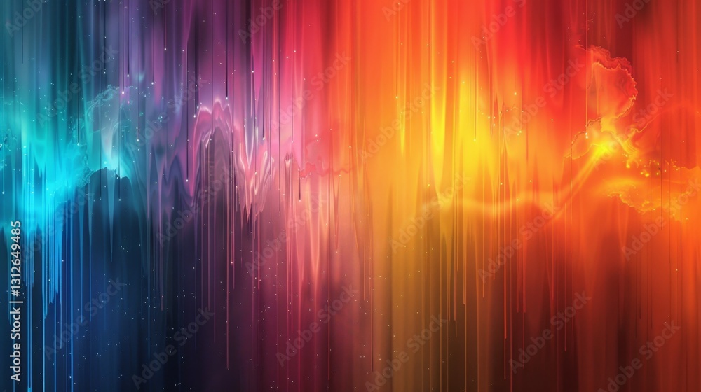 Poster vibrant display of colorful waves representing sound frequencies and energy patterns in abstract art