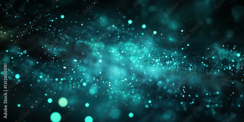 Poster beautiful abstract representation of glowing particles and cosmic elements in a dark environment