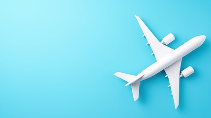 Fototapeta premium Airplane on Blue Background Representing International Business Travel Concept