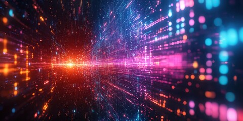 Fototapeta premium Colorful data streams create a visually stunning cyber landscape in a futuristic digital world