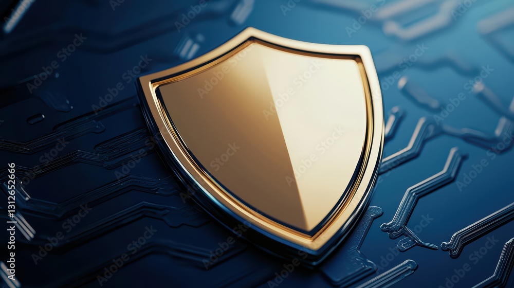 Poster secure shield icon representing cybersecurity in digital cloud technology concept