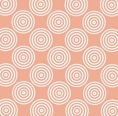 Retro concentric circles pattern in peach and white – geometric abstract background for decoration