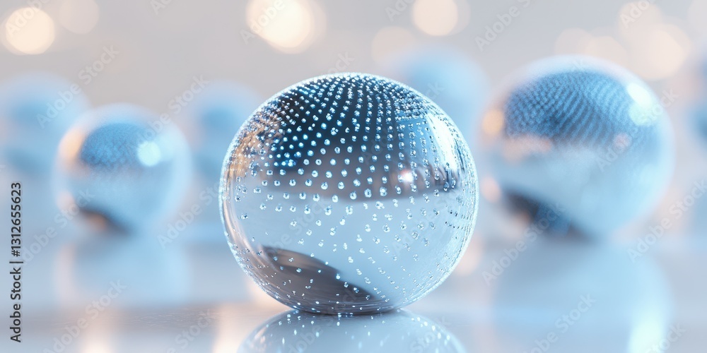 Aufkleber spheres filled with reflections create a mesmerizing abstract display in a bright indoor environment