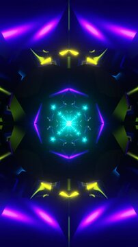 Vertical video of high-speed geometric transformations in a seamless abstract loop