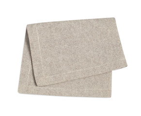 One grey napkin isolated on white, top view