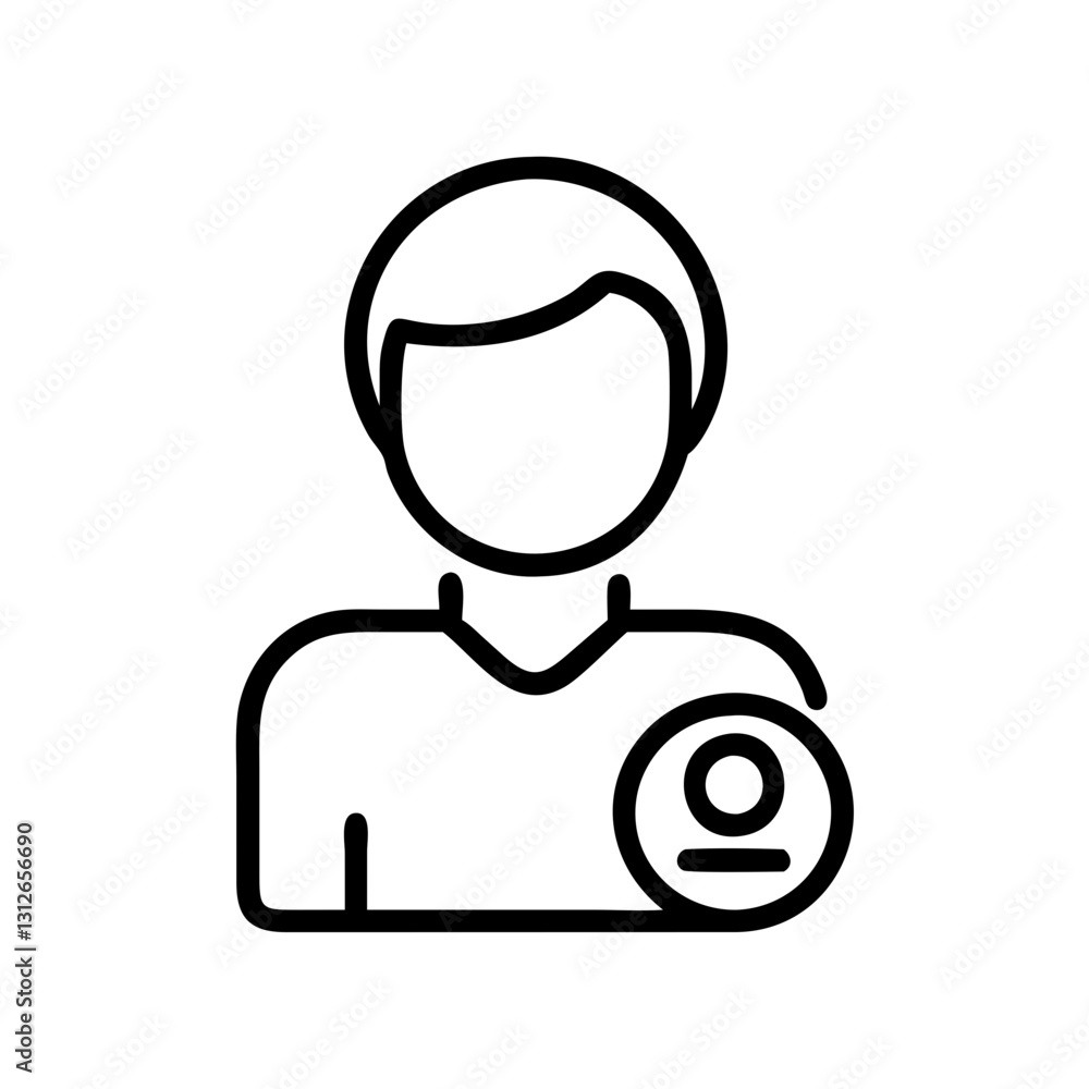 Poster user profile icon representing identity, digital communication concept