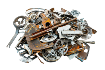 Upcycled Scrap Metal Art: Eco-Friendly Sculptures that Inspire Sustainability Isolated on Transparent Background