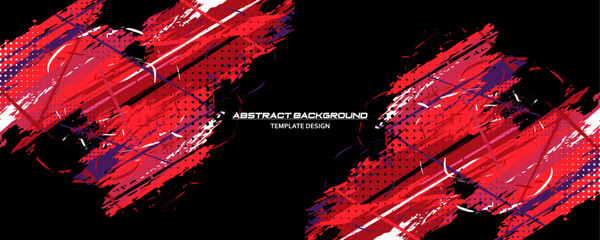 Red and Black Abstract Background with Sportly Style and Grunge Effect. Brush Stroke Illustration Vector, Poster. Scratch Texture Elements For Design Template