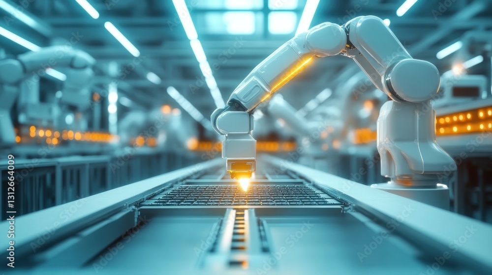 Poster advanced robotic automation in modern factory