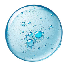 circular gel texture. Blue serum toner drop isolated on transparent background.