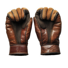 A Pair of Brown Leather Driving Gloves Isolated on Transparent Background
