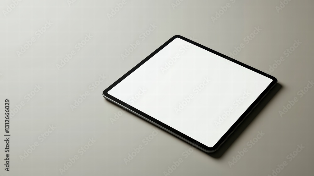 Poster tablet device on surface: a minimalist image of a tablet device resting diagonally on a neutral surf