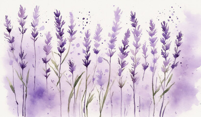 Naklejka premium watercolor lavender flowers in the wind