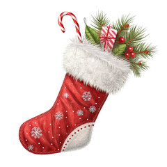 Christmas stocking isolated on transparent background