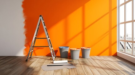 Interior room undergoing repainting