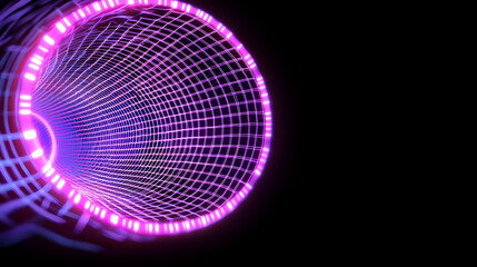 Vibrant Neon Tunnel with Glowing Purple and Blue Lights Effects