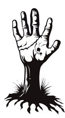 Obraz premium Zombie Hand Emerging from Ground Vector Art for Halloween Themes