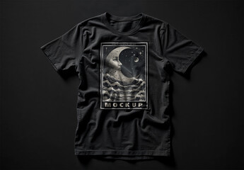 Black T-shirt Mockup on a Black Baground