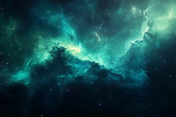 Obraz premium Stunning Turquoise Nebula in Deep Space