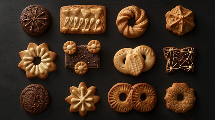 Fototapeta premium The Art of Baking: Different Cookies Displayed from Multiple Angles