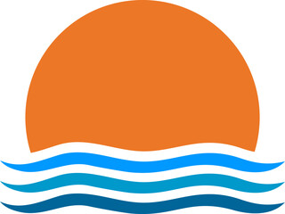 Sunrise over gentle waves, a tranquil scene of orange sun meeting blue water, evoking a sense of peace and natural harmony