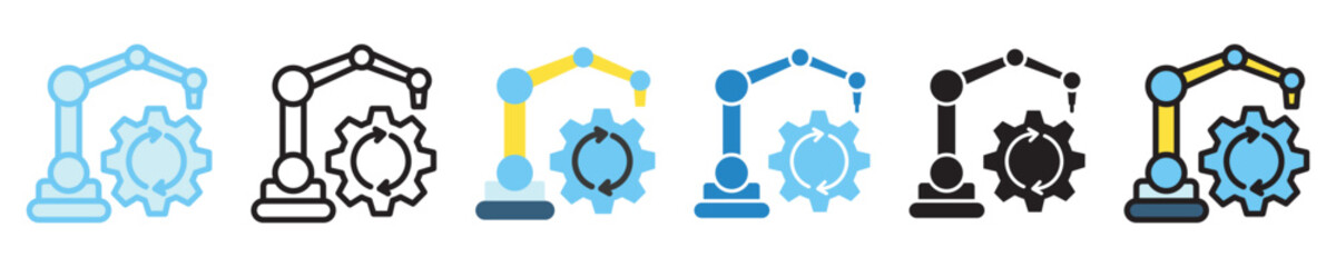 Automation multi style icon set. use for modern concept, print, UI, UX kit, web and app development. Vector EPS 10, related to artificial intelligence, technology theme.