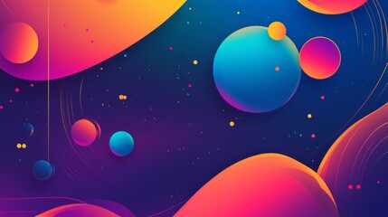 playful abstract background with floating circular patterns and bright neon colors, vibrant and energetic, artistic and futuristic