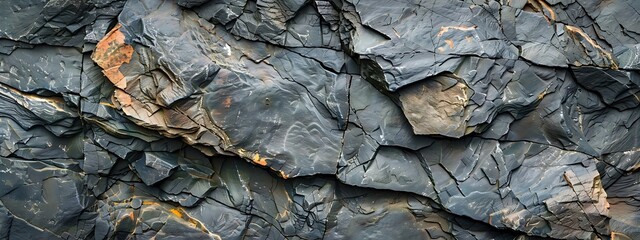 Black slate rock texture background, dark grey stone surface for nature and mountain concept design