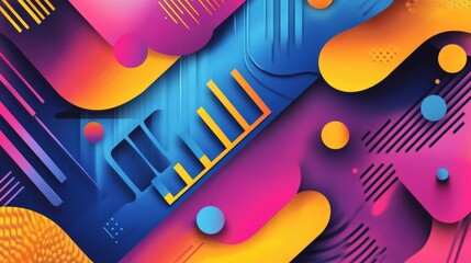 playful abstract background with vibrant multicolor geometric patterns, artistic and dynamic, bold and energetic