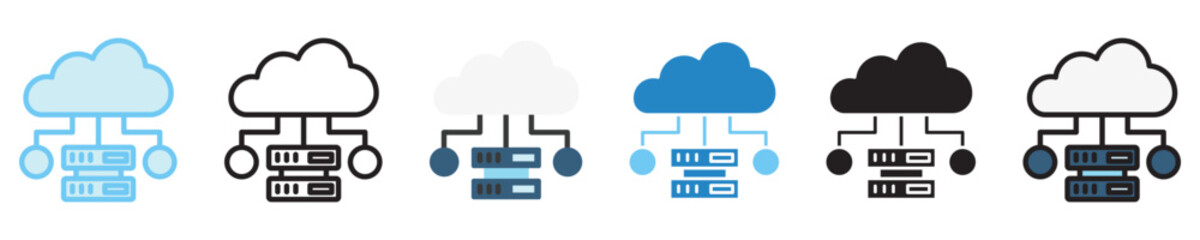 Cloud Computing multi style icon set. use for modern concept, print, UI, UX kit, web and app development. Vector EPS 10, related to artificial intelligence, technology theme.