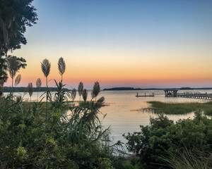 Sunset over the May River at Palmetto Bluff in Bluffton, South Carolina