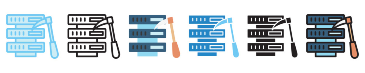 Data Mining multi style icon set. use for modern concept, print, UI, UX kit, web and app development. Vector EPS 10, related to artificial intelligence, technology theme.