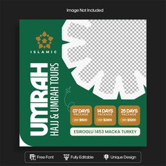 Islamic Tour & Travel, Hajj & Umrah Packages, Premium Pilgrimage Experience, Social Media Template Design