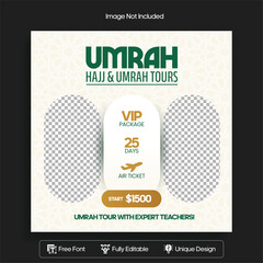 Islamic Tour & Travel, Hajj & Umrah Packages, Premium Pilgrimage Experience, Social Media Template Design