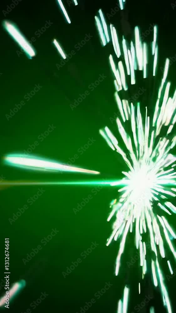 Poster dynamic green burst of light energy exploding and expanding rapidly