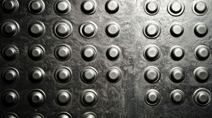 Textured metal surface with circular raised patterns in geometric arrangement