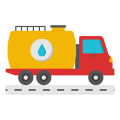 Conceptual flat design icon of fuel truck
