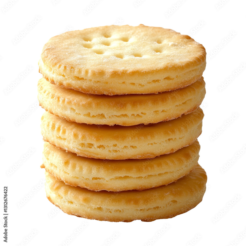 Poster A stack of delicious butter biscuits rests on a clean transparent background, perfect for snacking any time of day, stack of butter biscuits on transparent background