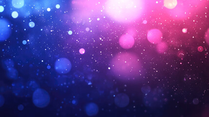 Vibrant blue and pink bokeh effect with sparkling light particles