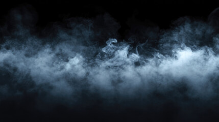 Dense white smoke on black background creating mysterious atmosphere