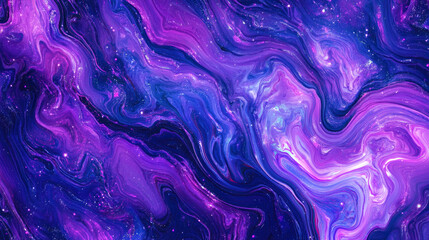 Vibrant purple and blue swirling galaxy with cosmic stars in abstract design