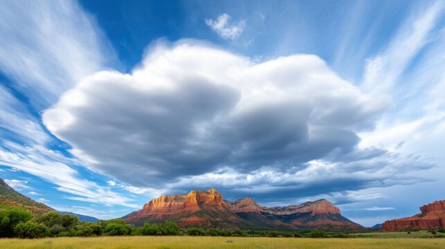 A time-lapse of clouds rolling over mountains, dramatic lighting and dynamic movement