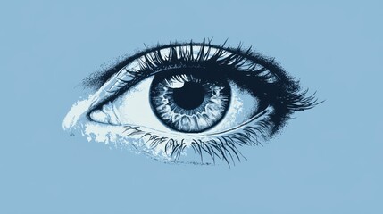 Image d'un œil sur fond bleu
