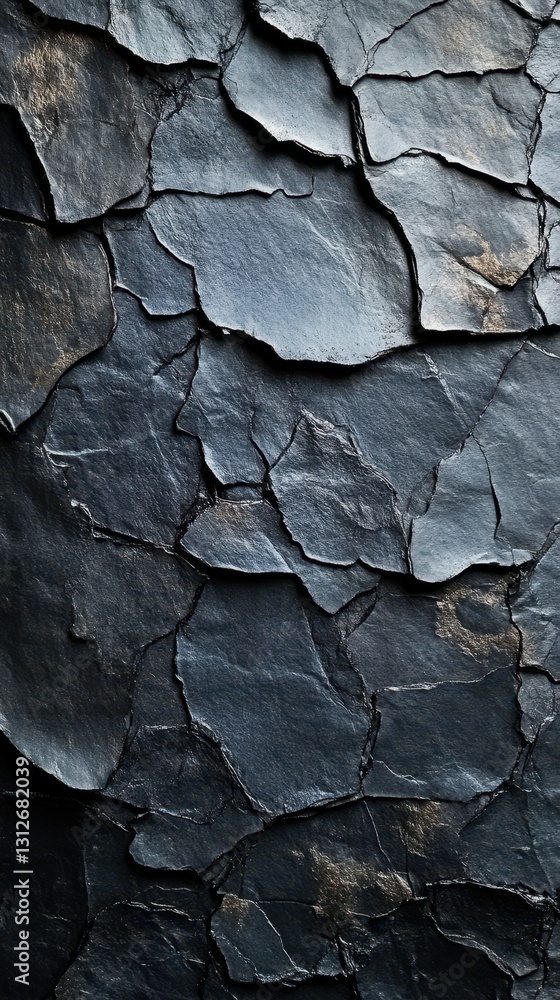 Poster surface of dark slate rock displaying natural textures and patterns created by erosion and time in a