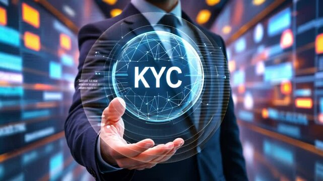 KYC Compliance and Identity Verification Concept with Digital Icons